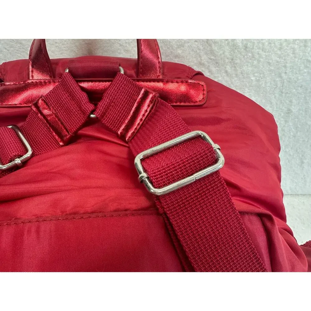 American Girl Branded Mini Red Nylon Backpack Silver Star Embroidery Kidcore Y2K